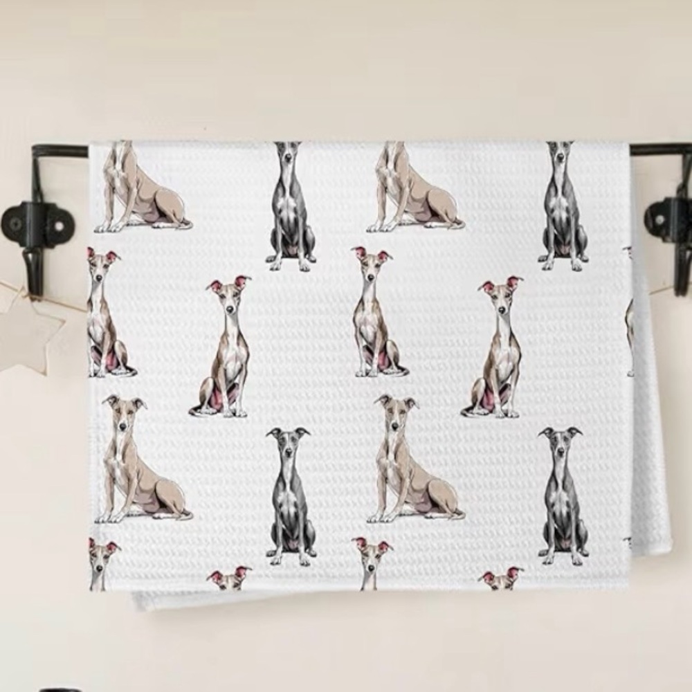 NWT/SET of TWO/DOG LOVERS/Greyhound Kitchen/Tea Towels/W-16 X L-24 Inches - Picture 6 of 9